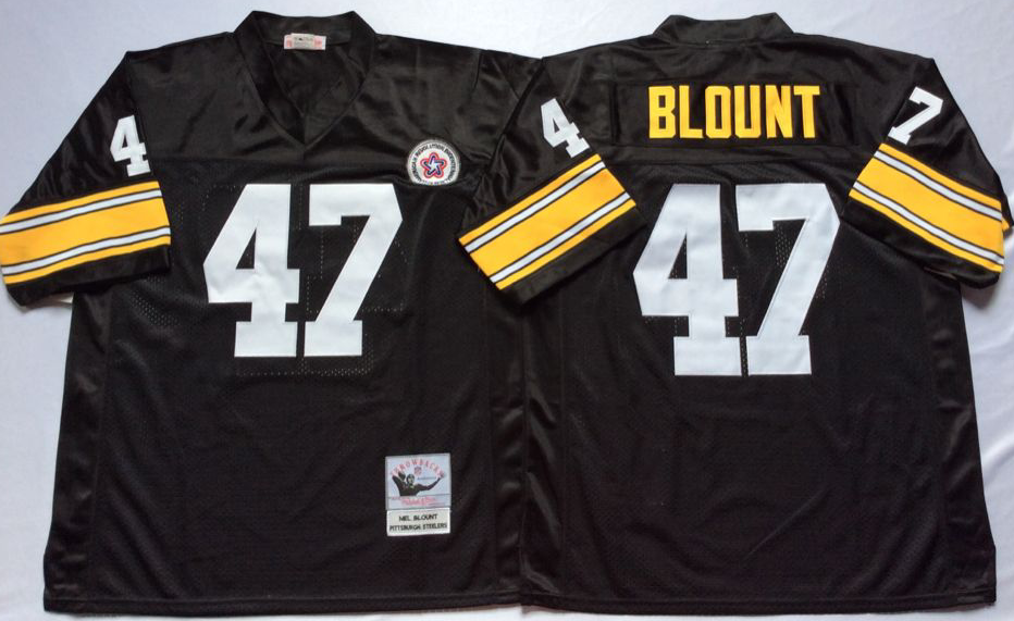 Men NFL Pittsburgh Steelers #47 Blount black Mitchell Ness jerseys->pittsburgh steelers->NFL Jersey